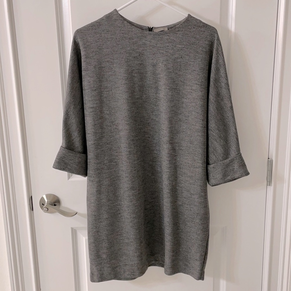 Zara, dark gray, high neck shift dress.